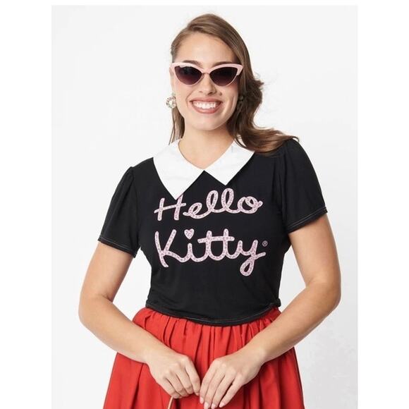 Smak Parlour Hello Kitty Signature Collared Crop Tee T-shirt Shirt 3X NWT - Picture 1 of 5